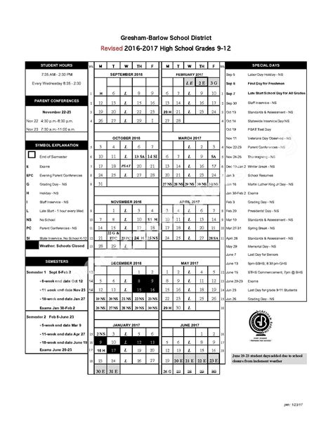 2016 - 2017 Grades 9-12 Calendar (Revised) | Powell Valley Elementary ...