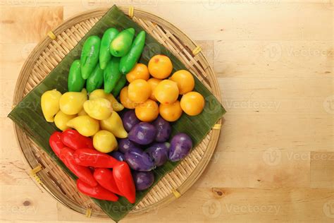 Colourful Luk Chup Look Choop Tadeonal Thai Desert Sweets Candy Creatve