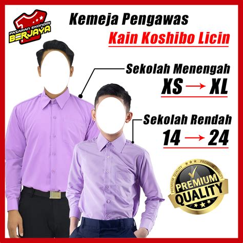 Baju Kemeja Pengawas Ungu Sekolah Rendah Menengah Lengan Panjang