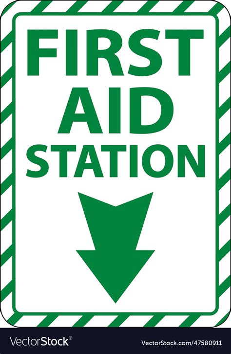 First Aid Station Sign On White Background Vector Image