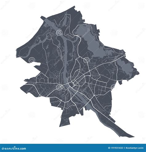 Riga Map. Detailed Map of Riga City Poster with Streets. Dark Vector ...