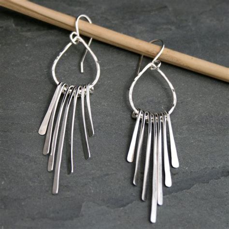 Rain Sterling Silver Earrings Fringe Earring Pair Dangle Etsy