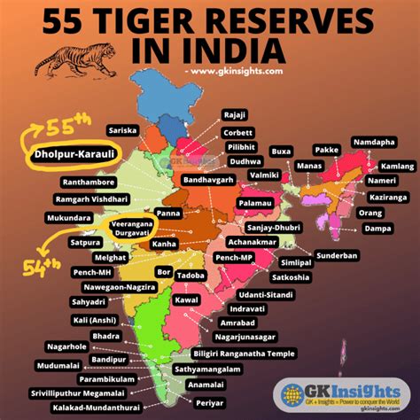 55 Tiger Reserves in India – Map & List – gkinsights.com