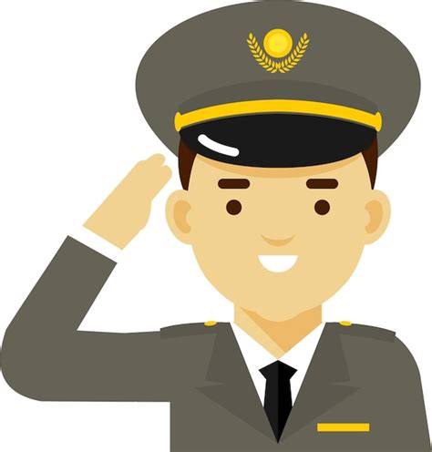 Premium Vector | Saluting young man officer general military leader in ...