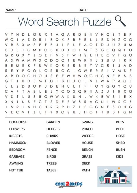 Printable Large Print Word Search Cool2bkids