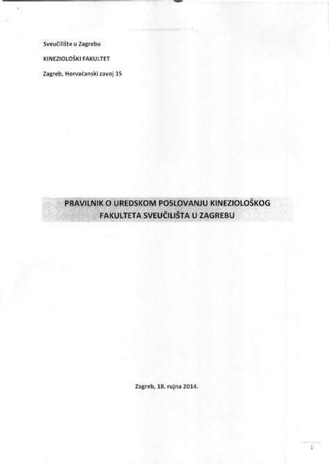 Pdf Pravilnik O Uredskom Poslovanju Kineziolo Kog Pravilnikom O