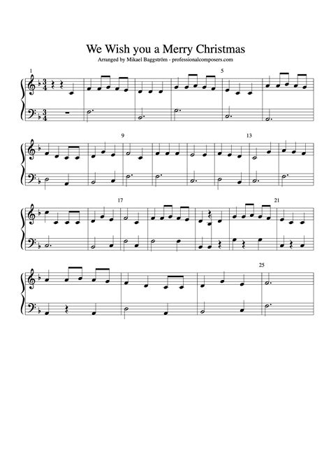 We Wish you a Merry Christmas – Sheet Music (Free Printable) – Professional Composers