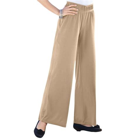 Roamans Womens Plus Size Wide Leg Soft Knit Pant Pull On Elastic