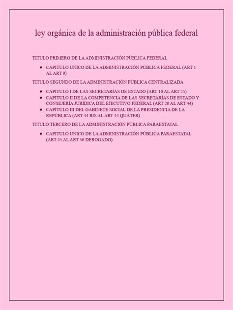 Ley Organica De La Administracion Publica Federal Pdf