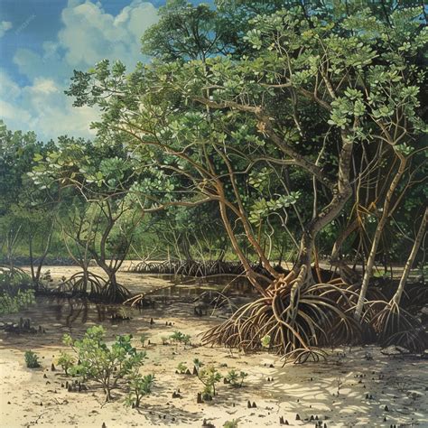 Mangrove forests protecting against coastal erosion | Premium AI