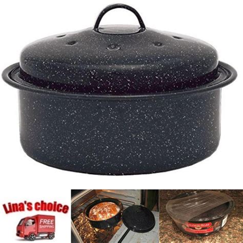 Cookware Turkey Granite Ware Oven Roasting Cooking Oval Roaster Pan