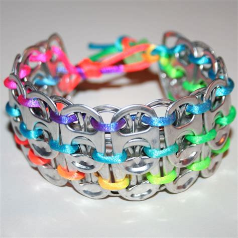 Neon Rainbow Pop Can Tab Cuff Bracelet Soda Tab Crafts Pop Tab