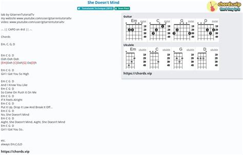 Chord She Doesn T Mind Sean Paul Tab Song Lyric Sheet Guitar