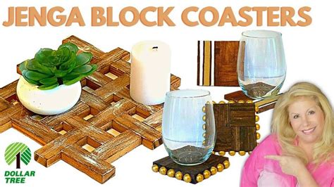 Dollar Tree Jenga Block Coasters Wood Tumbling Tower Block Diys