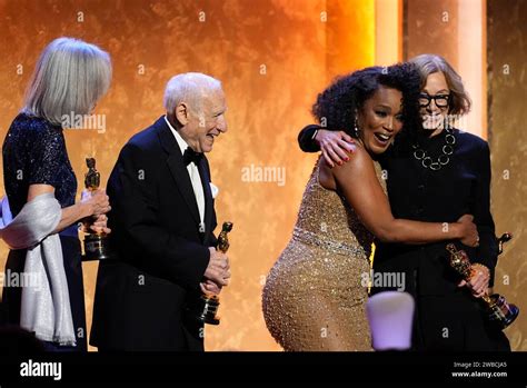 Carol Littleton From Left Mel Brooks Angela Bassett And Michelle Satter Pose With Their