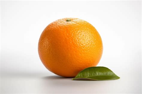 Premium Photo An Orange With A Green Leaf On It