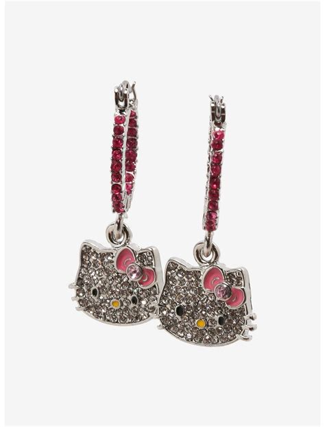 Hello Kitty Bling Hoop Drop Earrings Hot Topic