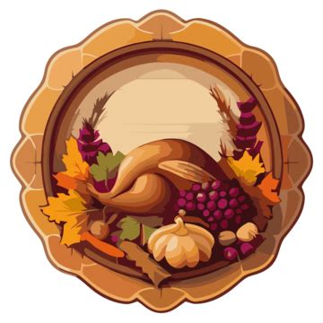 Thanksgiving Plate Sticker Clipart Vector, Sticker Design With Cartoon ...