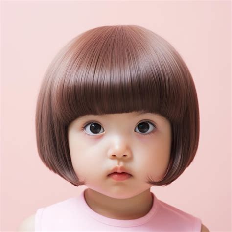 Premium AI Image | Cute baby girl korean baby girl haircut