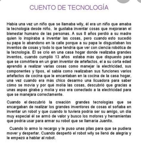 Escribir Un Cuento Sobre La Tecnolog A Brainly Lat