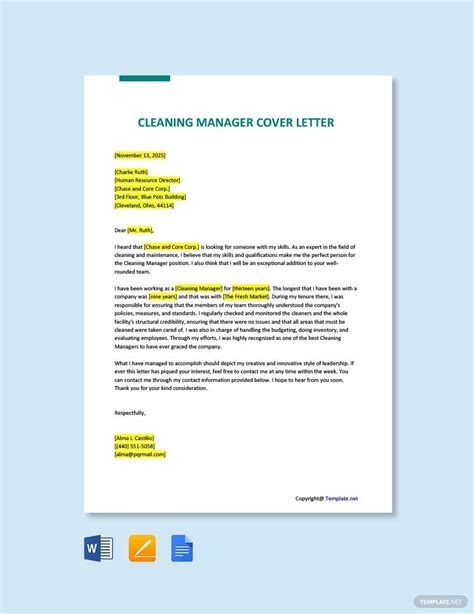 Cleaning Company Introduction Letter In Word Google Docs Pages