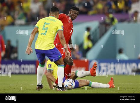 Doha Lr Casemiro Of Brazil Breel Embolo Of Switzerland During The