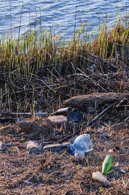 Basura De Pl Stico Y Vidrio Contaminaci N De La Ribera Del R O Medio