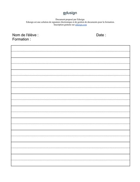 Feuille de prise de note Modèle gratuit en format Word PDF Edusign