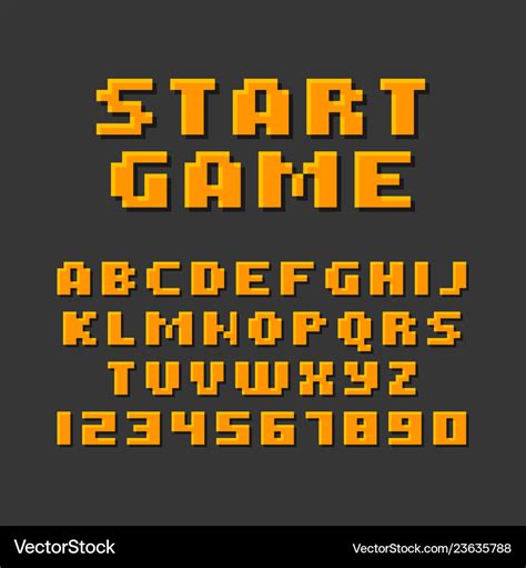 Pixel Retro Style Video Game Font Royalty Free Vector Image