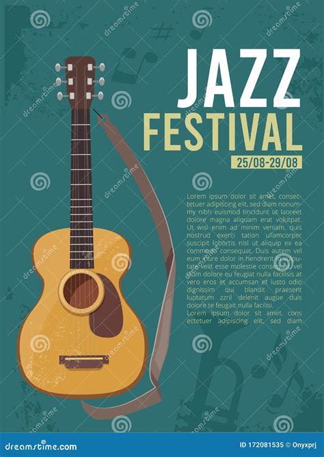 Concert Guitar For Poster Music Festival Cartoon Vector