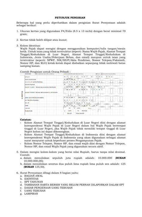 Pdf Petunjuk Pengisian Surat Pernyataan Untuk Filesurat Pernyataan