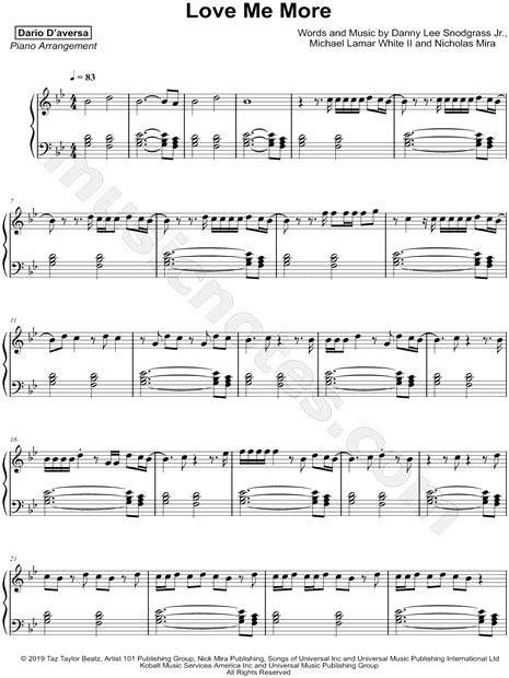 Dario D Aversa Love Me More Sheet Music Piano Solo In G Minor