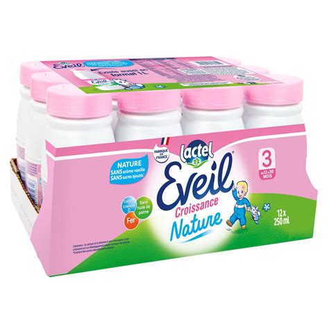 LACTEL Eveil lait de croissance liquide nature dès 12 mois 12x250ml pas