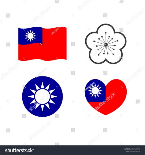 Set Taiwan National Symbols Flag Coat Stock Vector Royalty Free