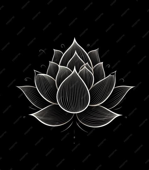 Premium AI Image | A black and white drawing of a lotus flower.