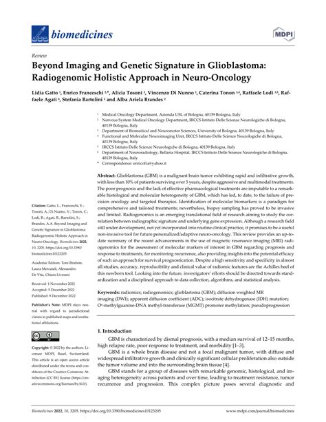 PDF Beyond Imaging And Genetic Signature In Glioblastoma