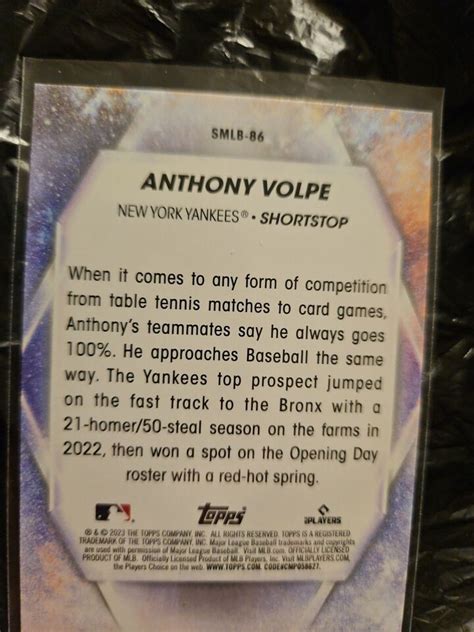 Topps Update Anthony Volpe Stars Of The Mlb Rookie Insert Smlb