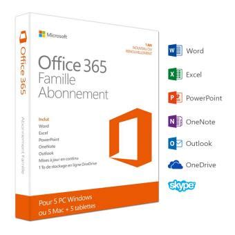 Office 365 Famille Premium Version 5 postes PC ou Mac Logiciel à