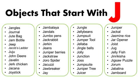 Objects That Start With J Grammarvocab