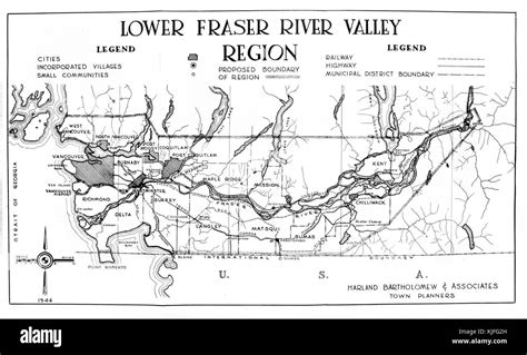 Map of the lower Fraser valley, in 1946 Stock Photo - Alamy