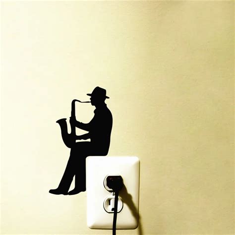 Moderne Saxofoon Jazz Muziek Vinyl Decal Sticker Home Licht Schakelaar