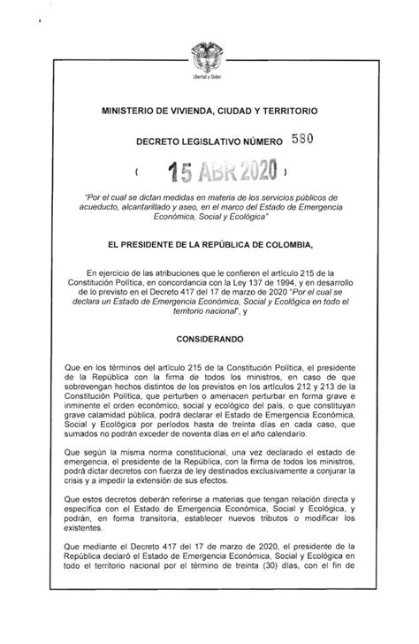 Decreto Legislativo No 580 De 2020 Con Toda Propiedad