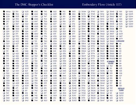 Complete Dmc Floss List