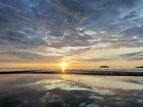 Beautiful Sunset View With Vivid Colours On The Sky At Tanjung Aru