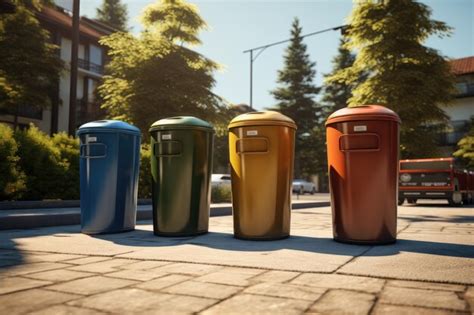 Premium Photo Colored Trash Cans For Recycling With The Inscriptions