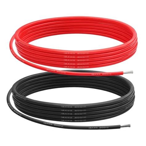 C Ble Lectrique En Silicone De Calibre Awg M Rouge Et M