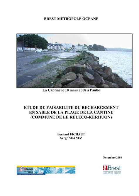 Pdf Tude De Faisabilit Du Rechargement En Sable De La Plage De La