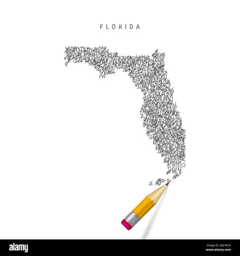 Florida Sketch Scribble Map Isolated On White Background Hand Drawn