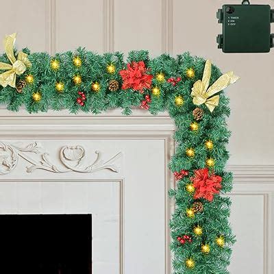 Amazon Atdawn Ft Christmas Garland Battery Operated Prelit