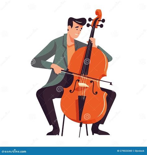 Cellist Man Playing Cello Musicain Playing Classical Music Vector